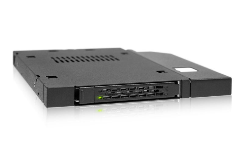 ICY DOCK 2.5â€ SATA/SAS HDD/SSD Rugged Full Metal Mobile Rack for Slim ODD or Slim FDD Bay | ToughArmor MB411SPO-B - Image 1